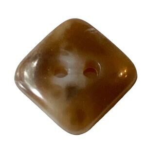 Two Center Hole Buttons Brown Marble Square Plastic Domed Lot of 4